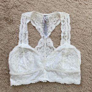 Free People Galloon Lace Racerback Bralette White